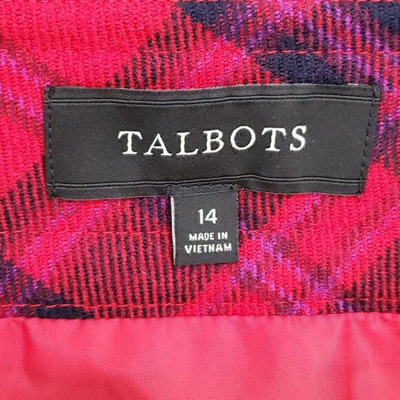 Talbots Plaid Wool Blend Career Academia Lined Faux Wrap Skirt Size 14 - Picture 8 of 10